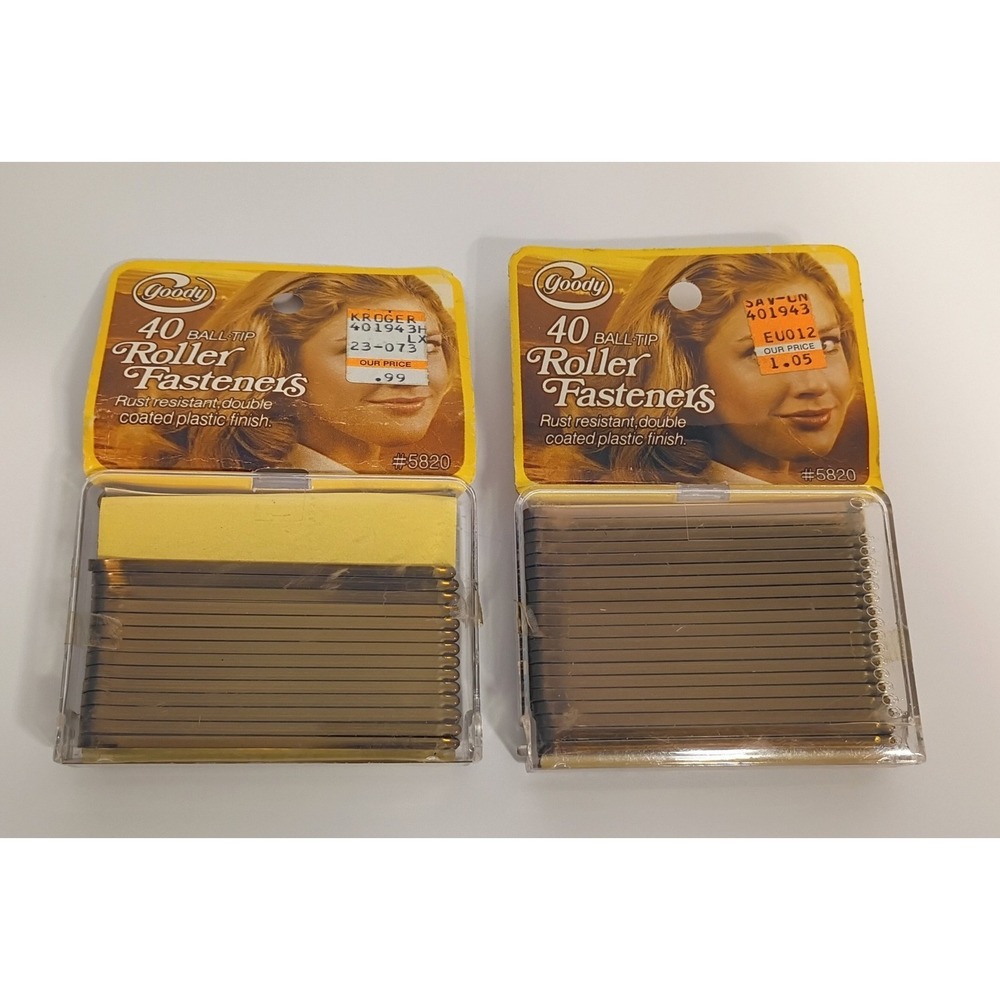 74 VTG 70s Goody Large Bobby Hair Pins Clips Soft Ends Pack Made in USA w/Case